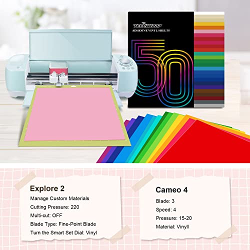 TECKWRAP Permanent Adhesive Vinyl Sheets - 50 Pack 48 Assorted Colors