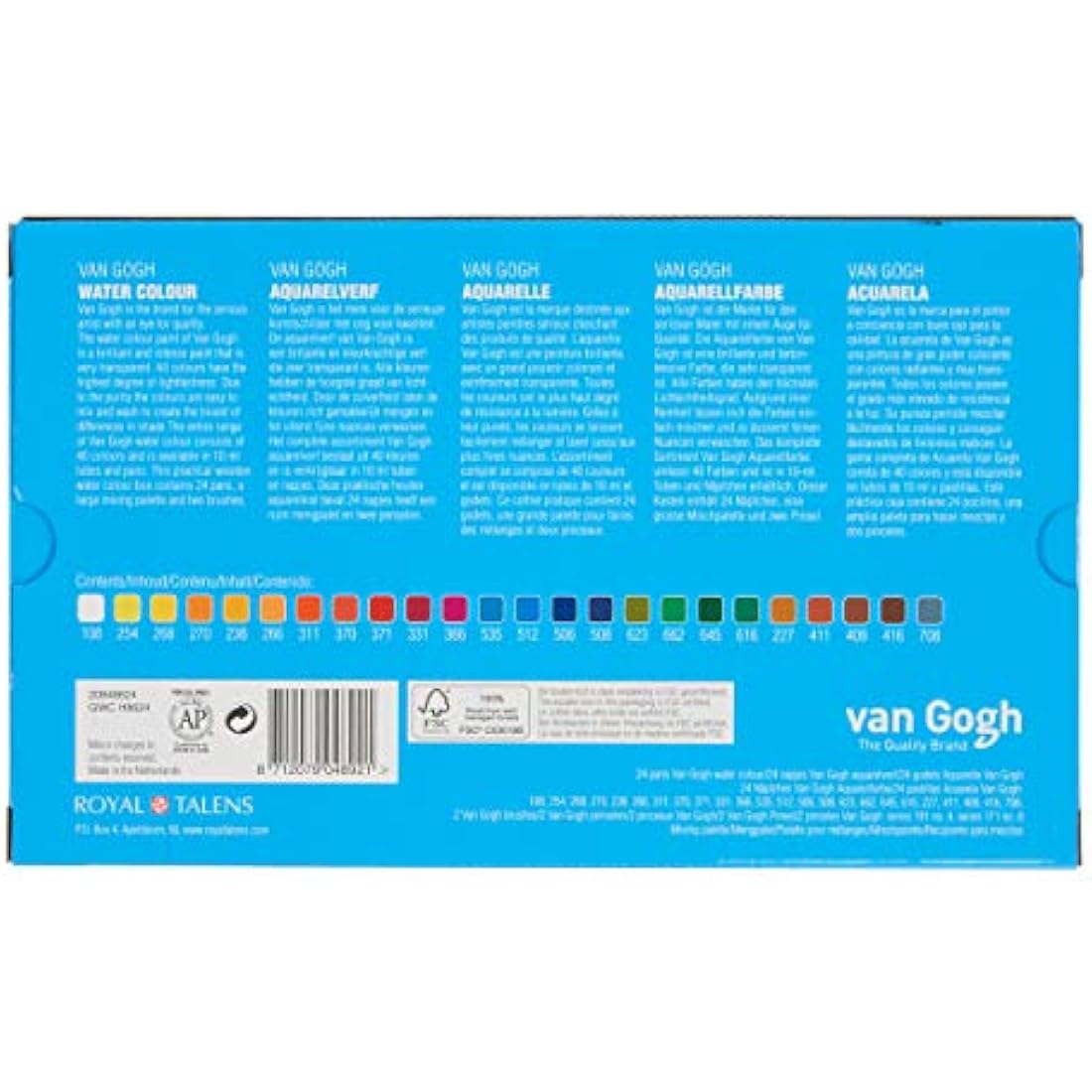 Van Gogh Water Colour Paint Set – 24 Pans Wooden Box with Brush