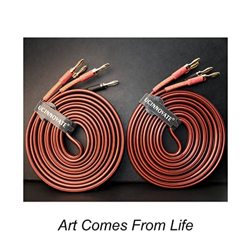 WOWLED 14 AWG Pure Copper Speaker Cable with Banana Plugs, 2 Pack | 13.12FT