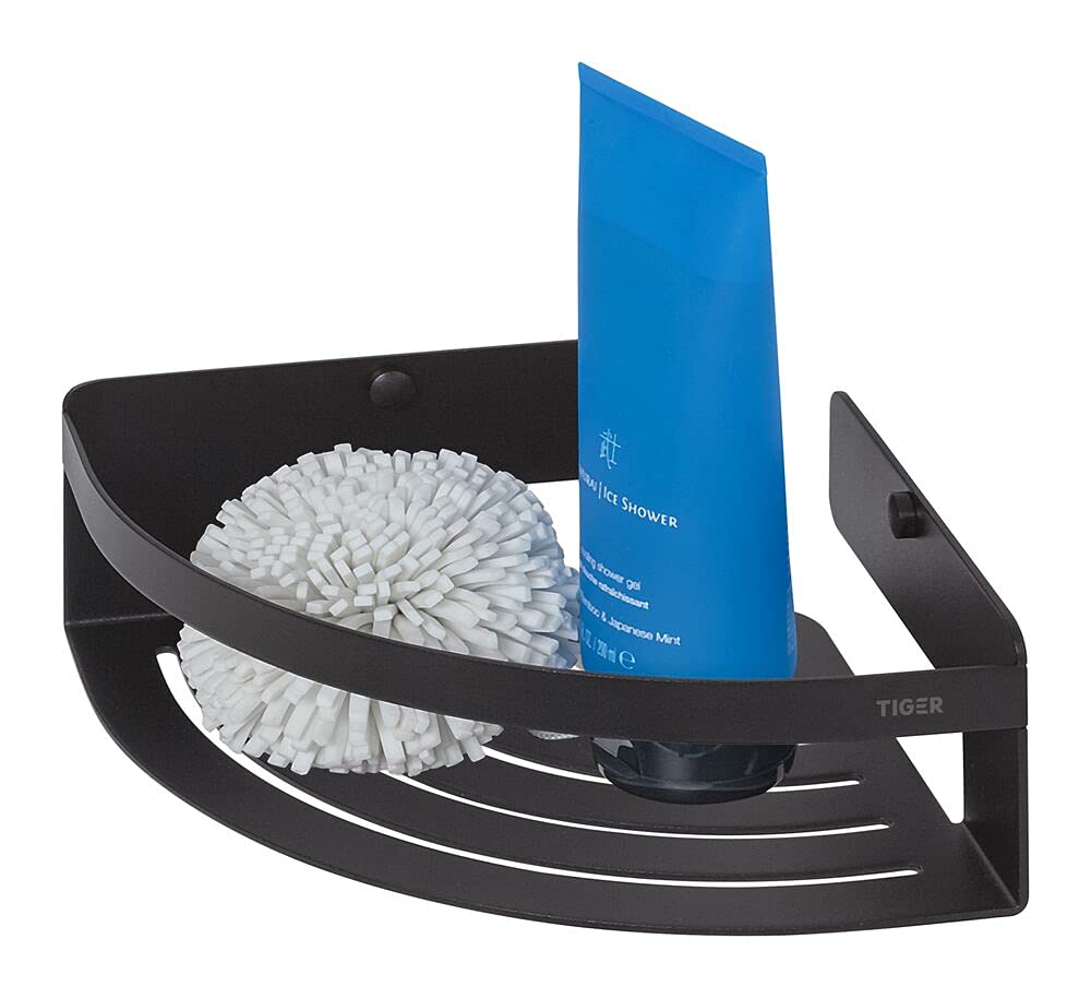 Tiger Caddy Corner Shower Basket – Black Stainless Steel Organizer