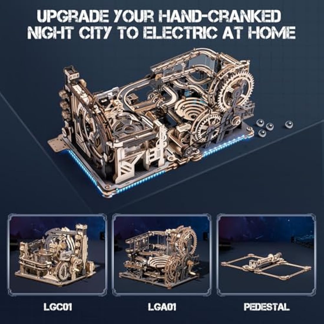 ROBOTIME 3-in-1 Marble Run Wooden 3D Puzzle Mechanical Model Kit
