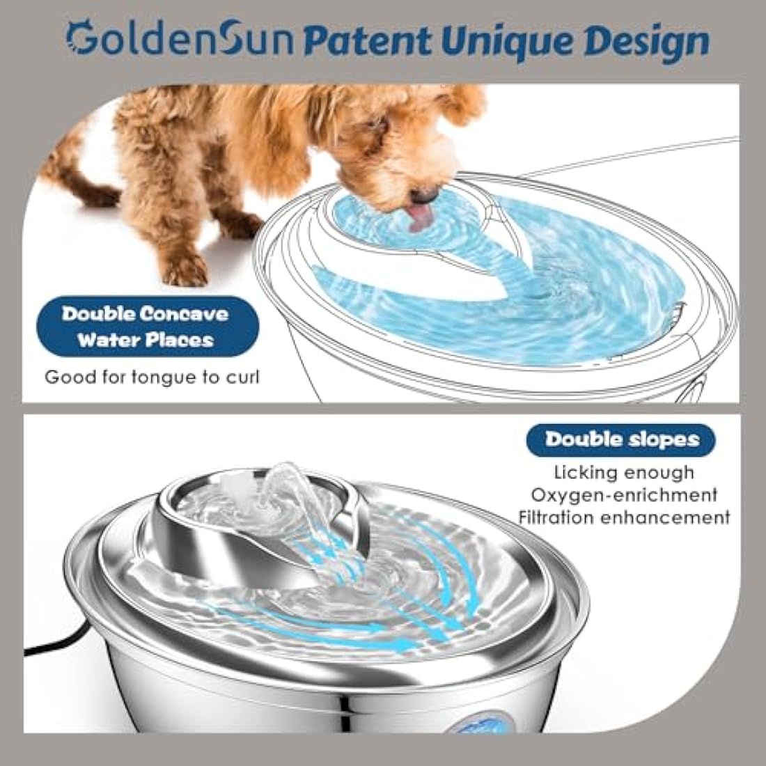 GoldenSun Stainless Steel Cat Water Fountain | 3L Automatic Pet Fountain