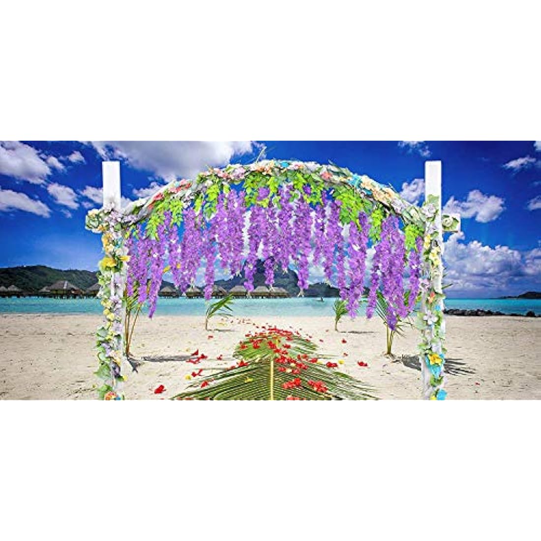 12pcs Artificial Wisteria Vine Hanging Silk Flowers – Purple