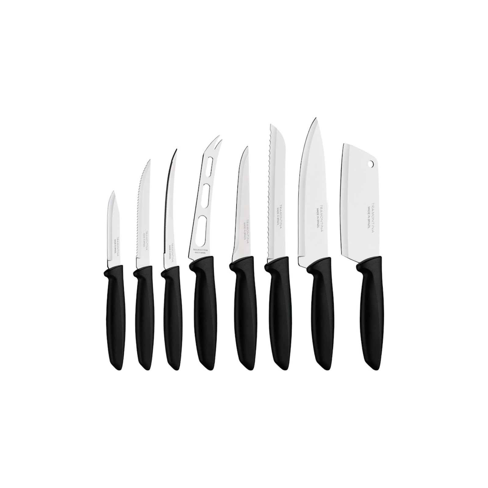 Tramontina 8-Piece Stainless Steel Kitchen Knife Set with Black Handles