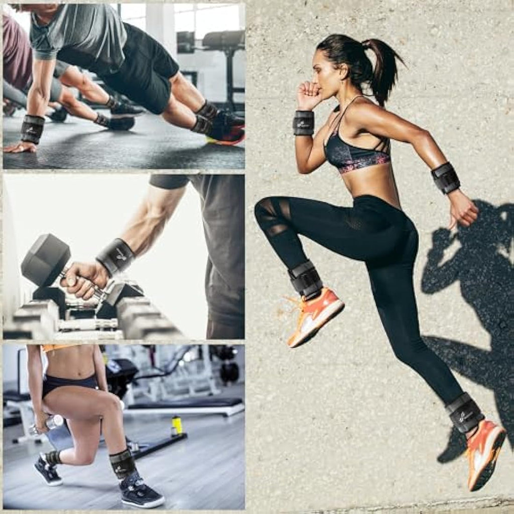 Sportneer Adjustable Ankle Weights - 0.9-3.2kg Pair for Leg & Wrist