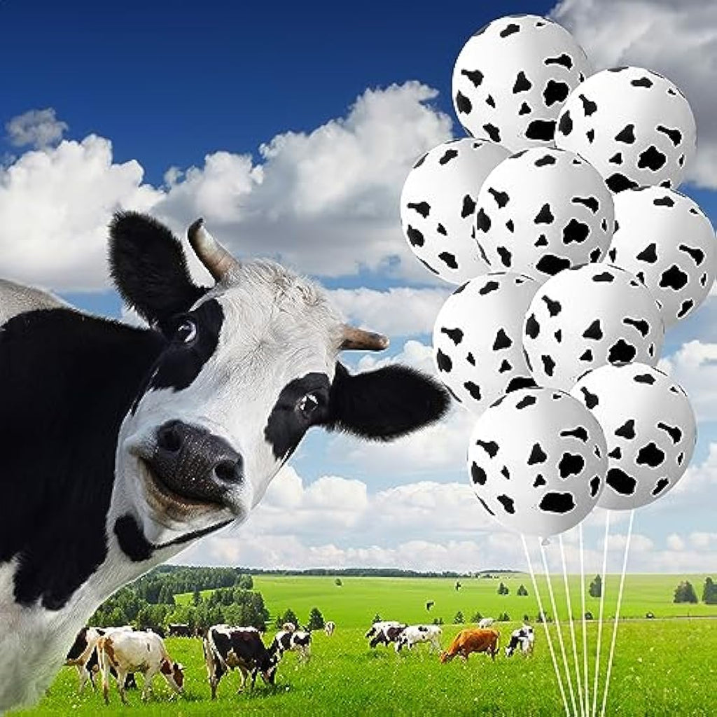 Cow Print Balloons | 30pc Black & White Latex Farm Party Decor