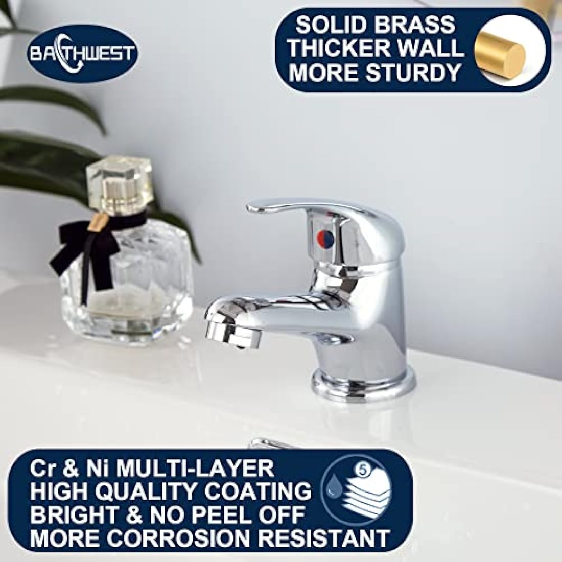 Jolof Store Brass Basin Mixer Tap | Chrome Monobloc Sink Faucet with Waste