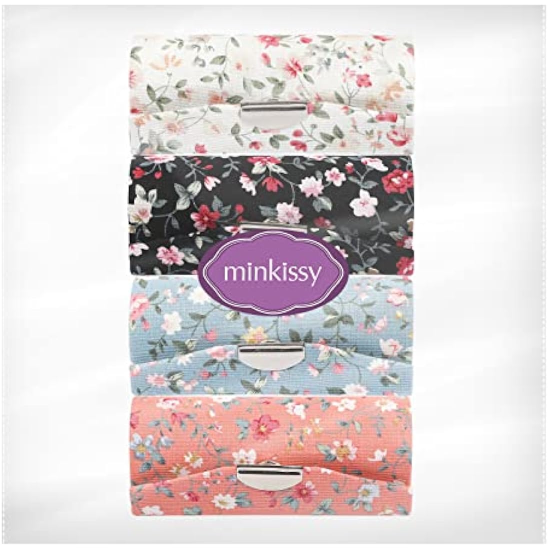 minkissy Floral Lipstick Case with Mirror - 4PCS Vintage Portable Holder