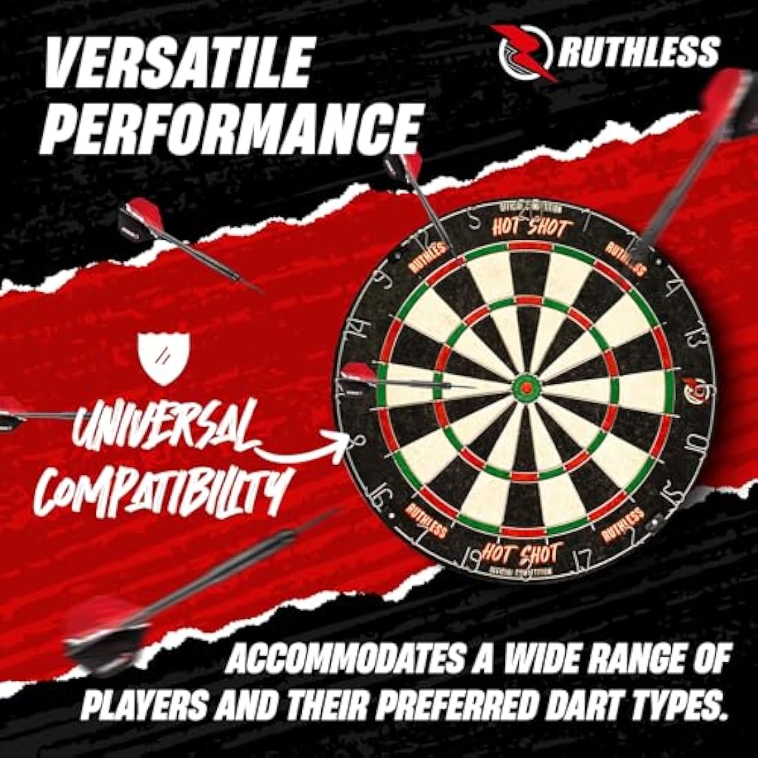 Ruthless Hot Shot Sisal Dartboard Set | Professional Steel Tip Darts