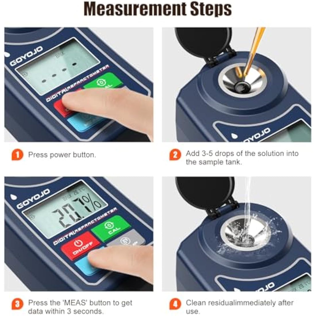 Digital Brix Refractometer | 0-55% Sugar Meter with ATC