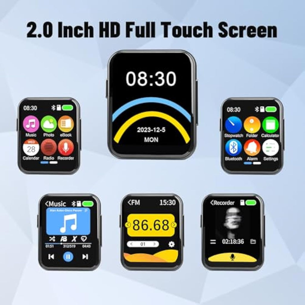 AiMoonsa 128GB MP3 Player with Bluetooth 5.3 | 2.0" Full Touch Screen HiFi