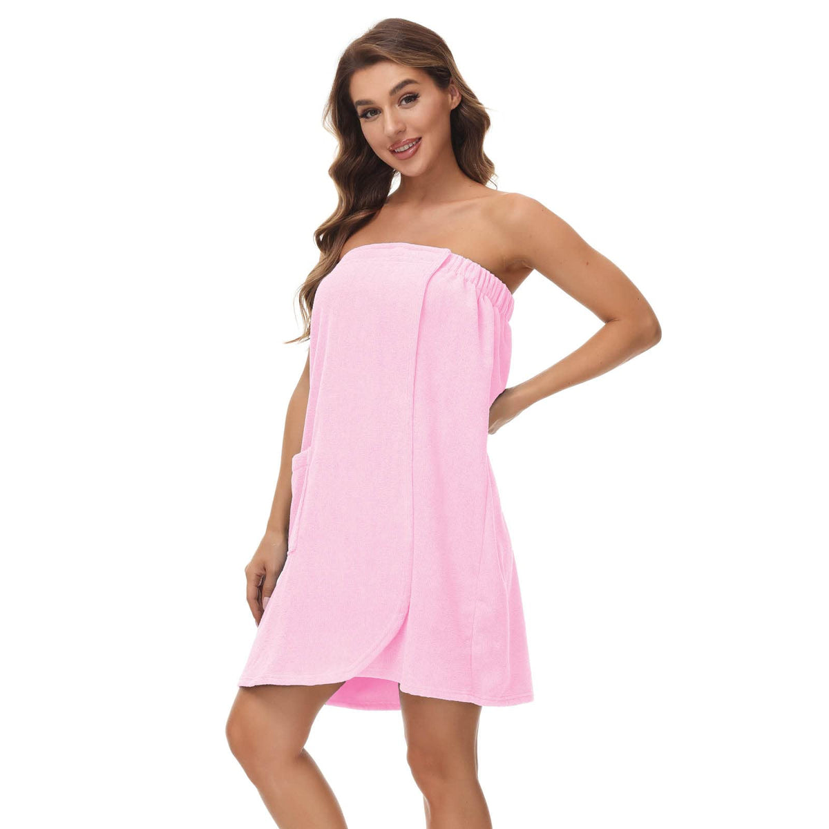Verve Jelly Women's Bath Wrap Set with Hair Towel Spa Shower Body Wrap Robe Pink XXL - image 4