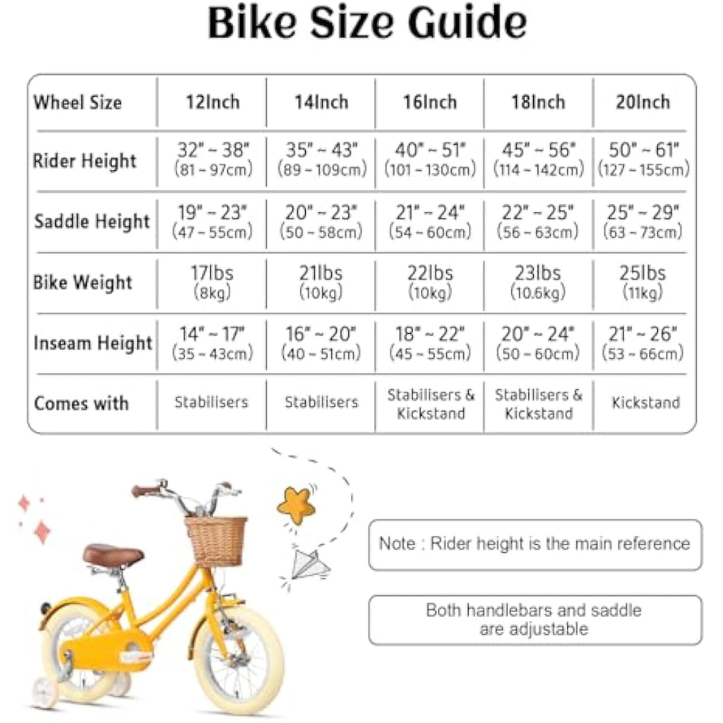Glerc Little Molly 12 Inch Retro Girls Bike with Wicker Basket