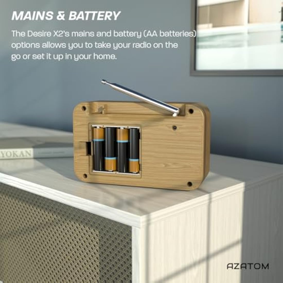 Azatom Desire X2 Portable DAB/DAB+ & FM Digital Radio with Bluetooth - Oak