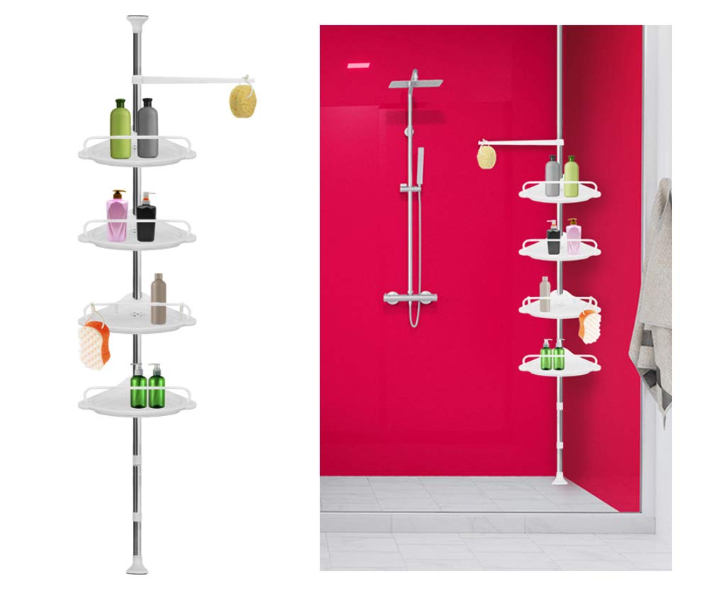 Iso Trade Telescopic Shower Corner Shelf - 4 Tiers, 230-292cm Height