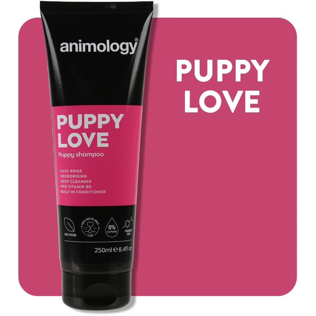 Animology Puppy Love Shampoo – Mild Vegan Dog Wash with Vitamin B5, 250ml