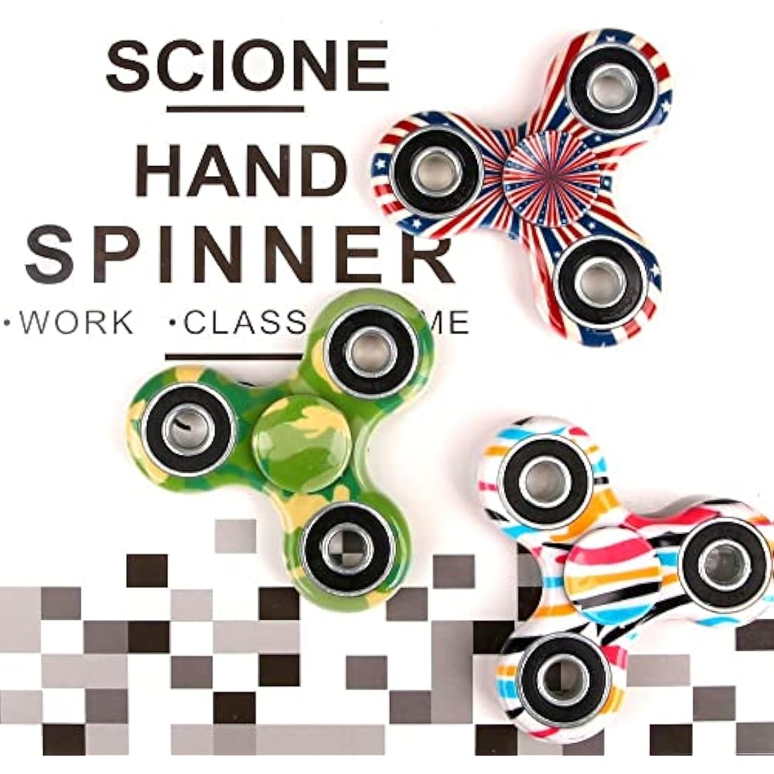 SCIONE Fidget Spinner 12 Pack – Colorful ADHD Stress Relief Toys