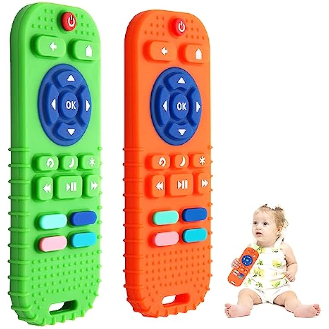 Hooku 2-Pack Remote Control Silicone Teething Toys for Babies, BPA-Free