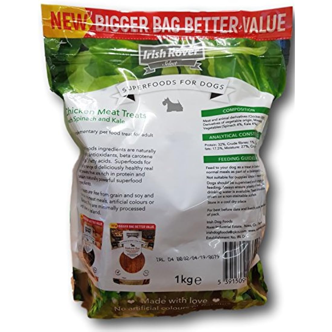 Irish Rover Superfoods Chicken Dog Treats – All Natural, 1kg Bag