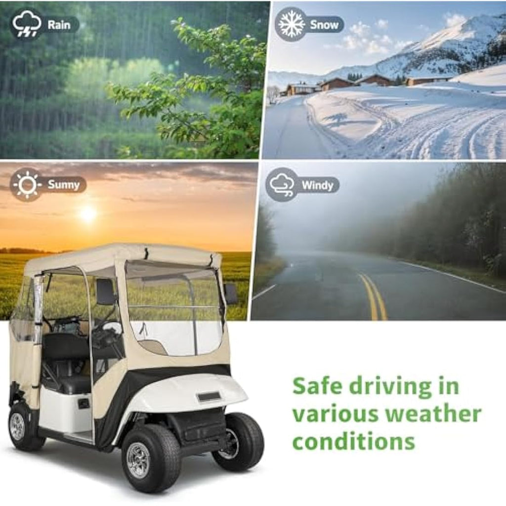 10L0L 2-Passenger Golf Cart Enclosure for EZGO TXT RXV | 600D Waterproof