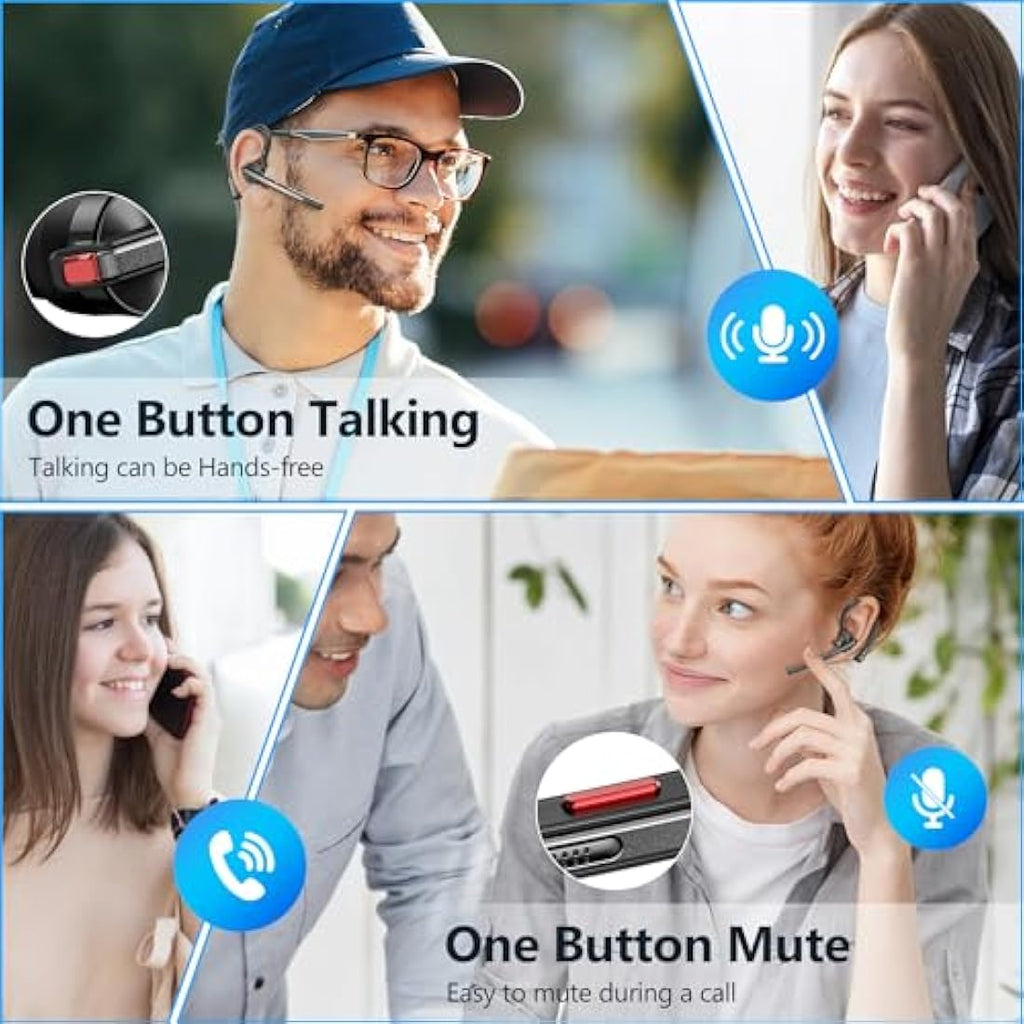 New Bee Bluetooth Headset V5.2 – Dual ENC Mic Wireless Earpiece