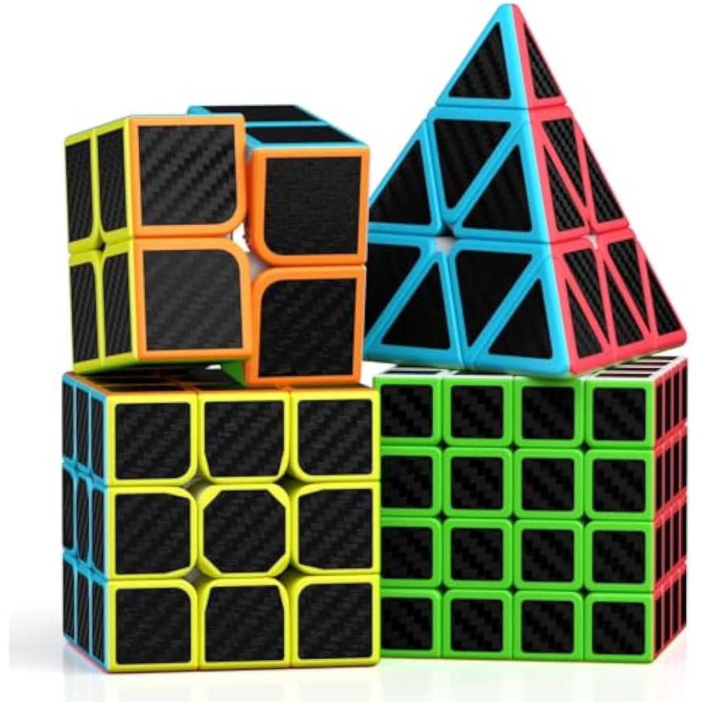 Roxenda Speed Cube Set | 2x2 3x3 4x4 Pyramid Stickerless Puzzle 4-Pack