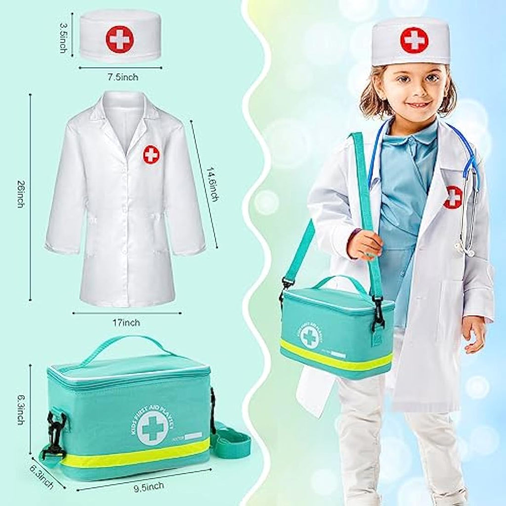 Sundaymot 34-Piece Kids Wooden Doctor Kit with Real Stethoscope