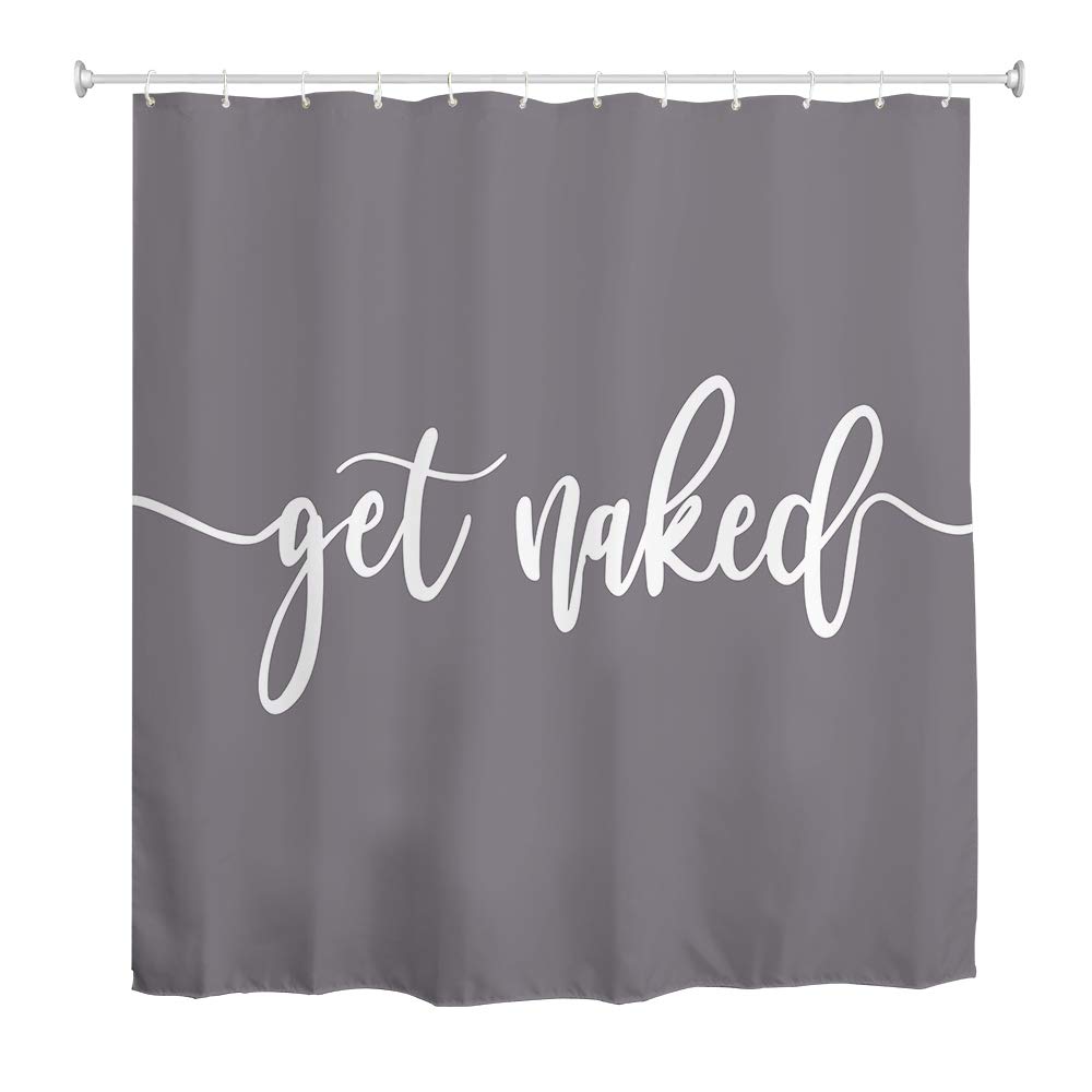 Jolof Store Get Naked Grey Shower Curtain – Waterproof Fabric, 180x180cm