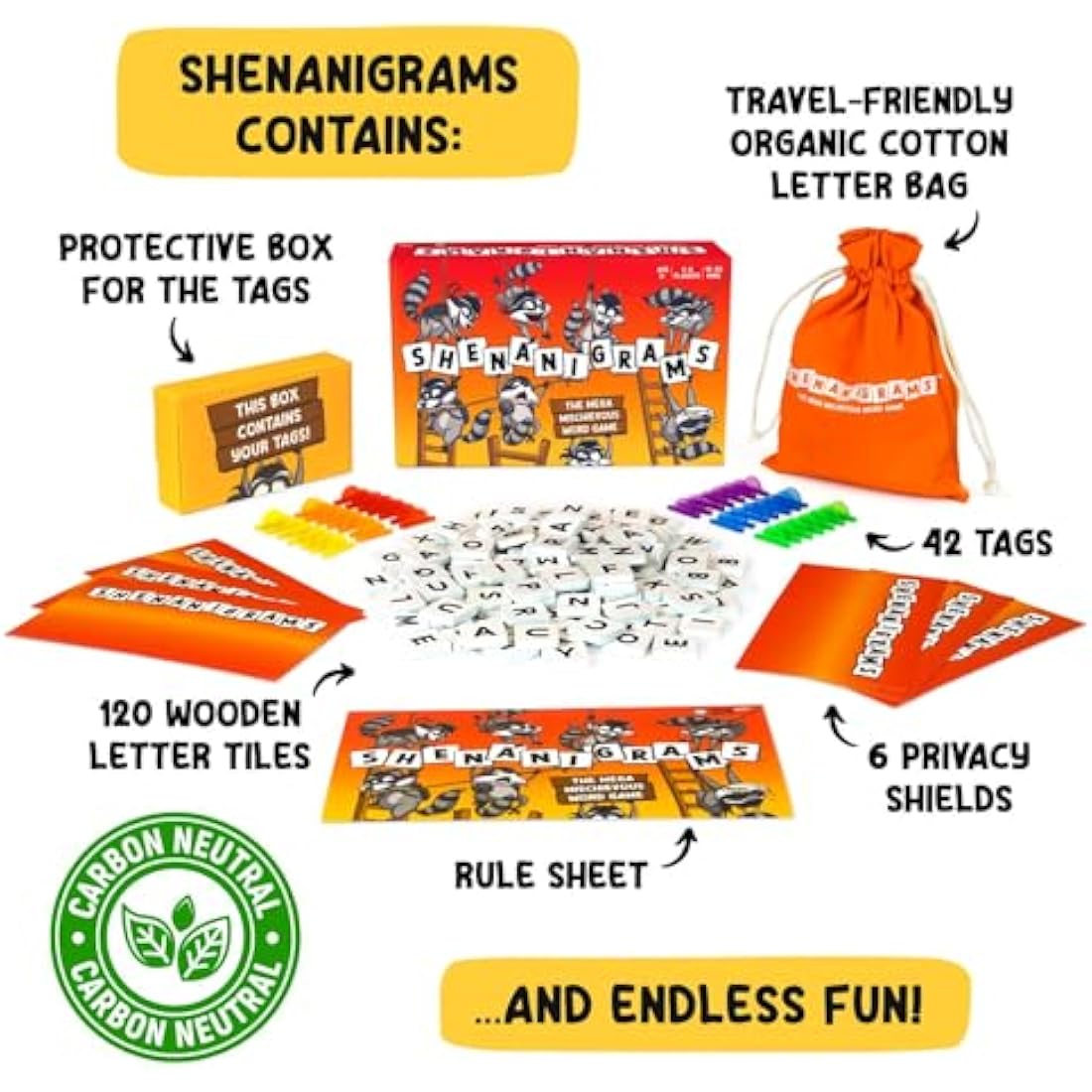 Shenanigrams Word Game – Fast Family Party Game for Kids and Adults
