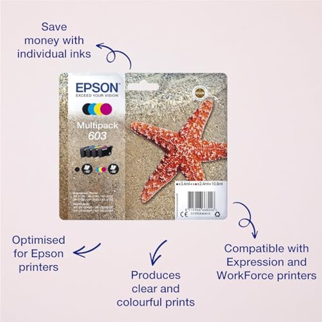 Epson 603 Starfish Genuine Ink Cartridges | 4-Color Multipack