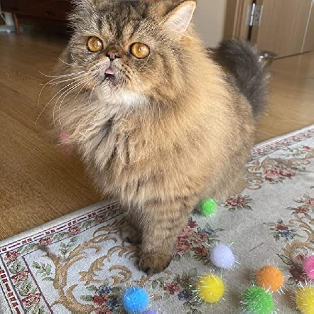 20-Pack Extra Large 1.5" Glitter Sparkle Cat Pom Pom Balls
