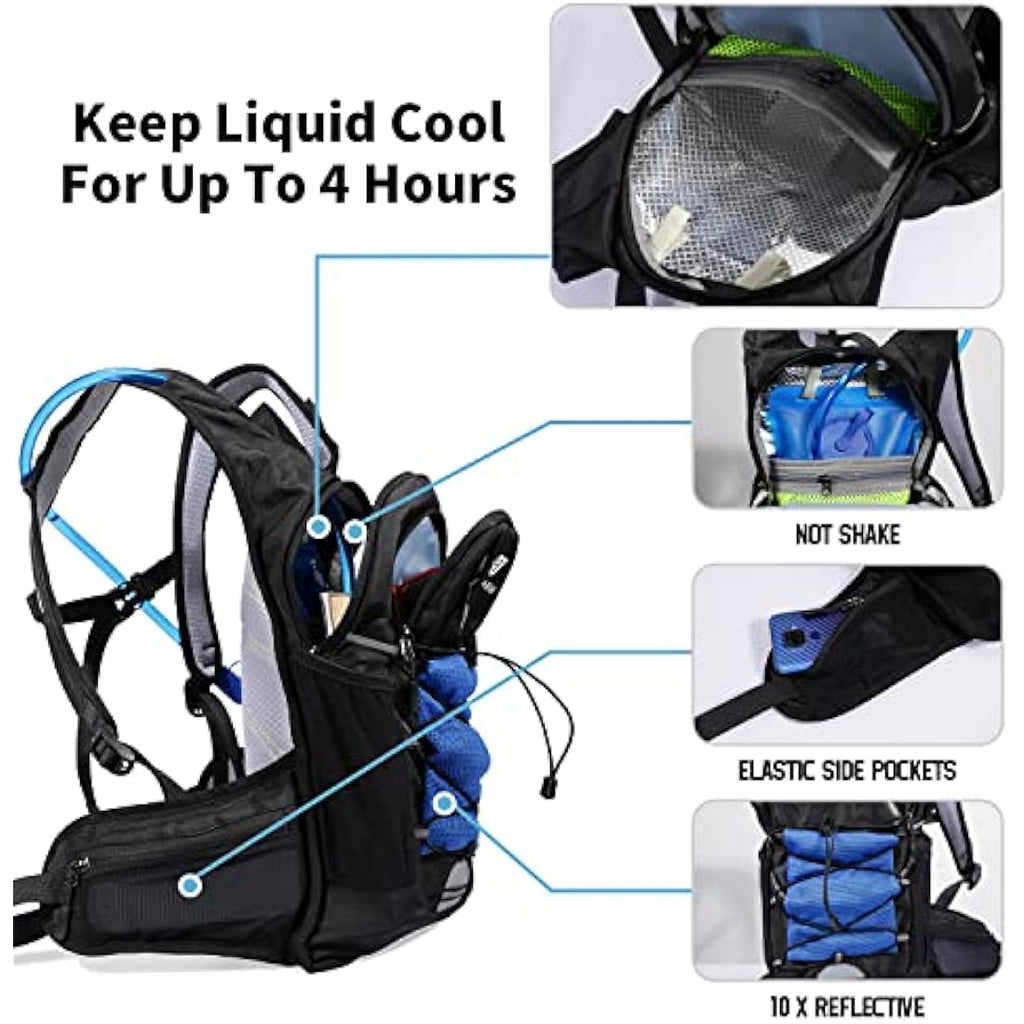 BBAIYULE Hydration Backpack with 2L BPA-Free Bladder | Lightweight Nylon