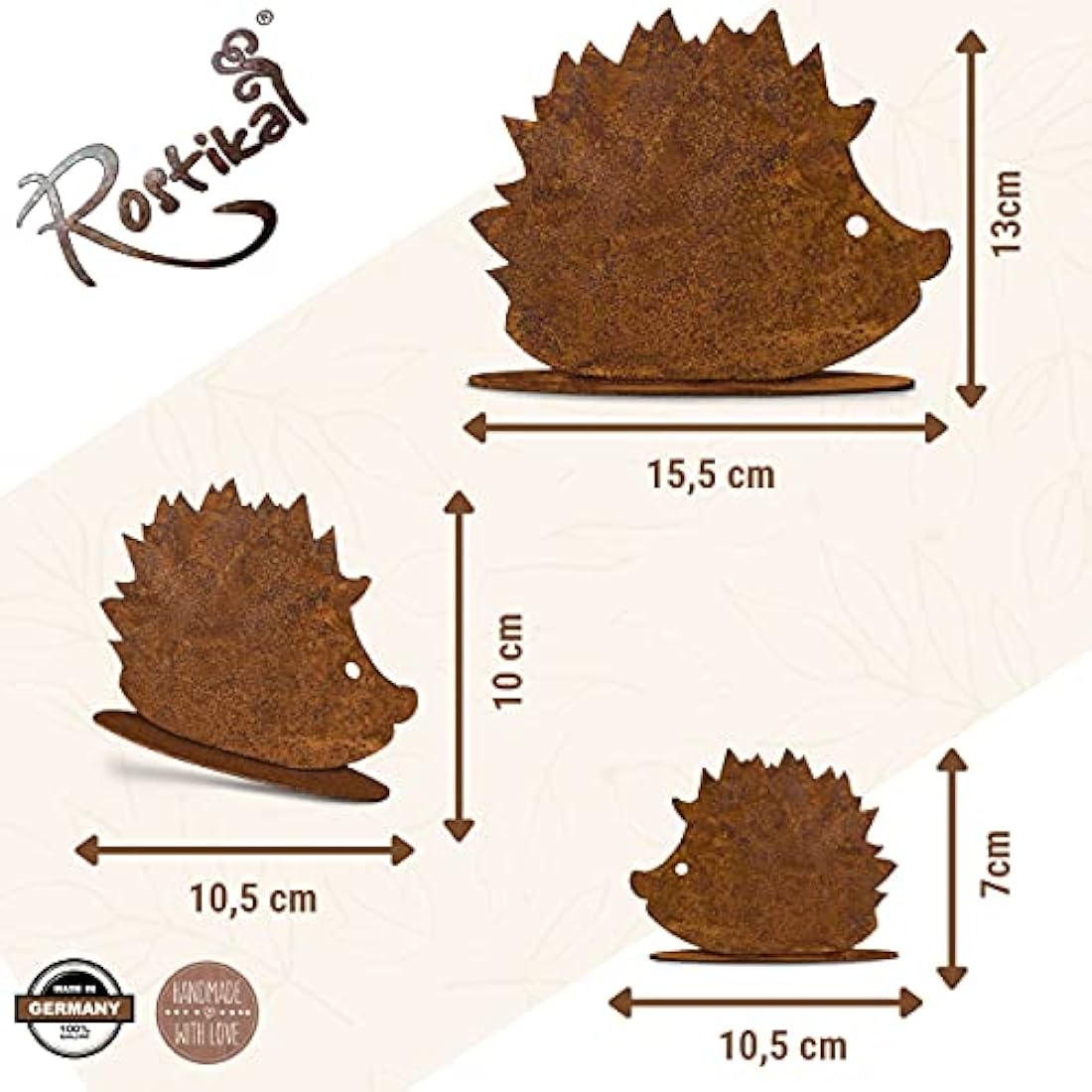 Metal Hedgehog Family Set of 3 – Rustic Patina Garden Decor