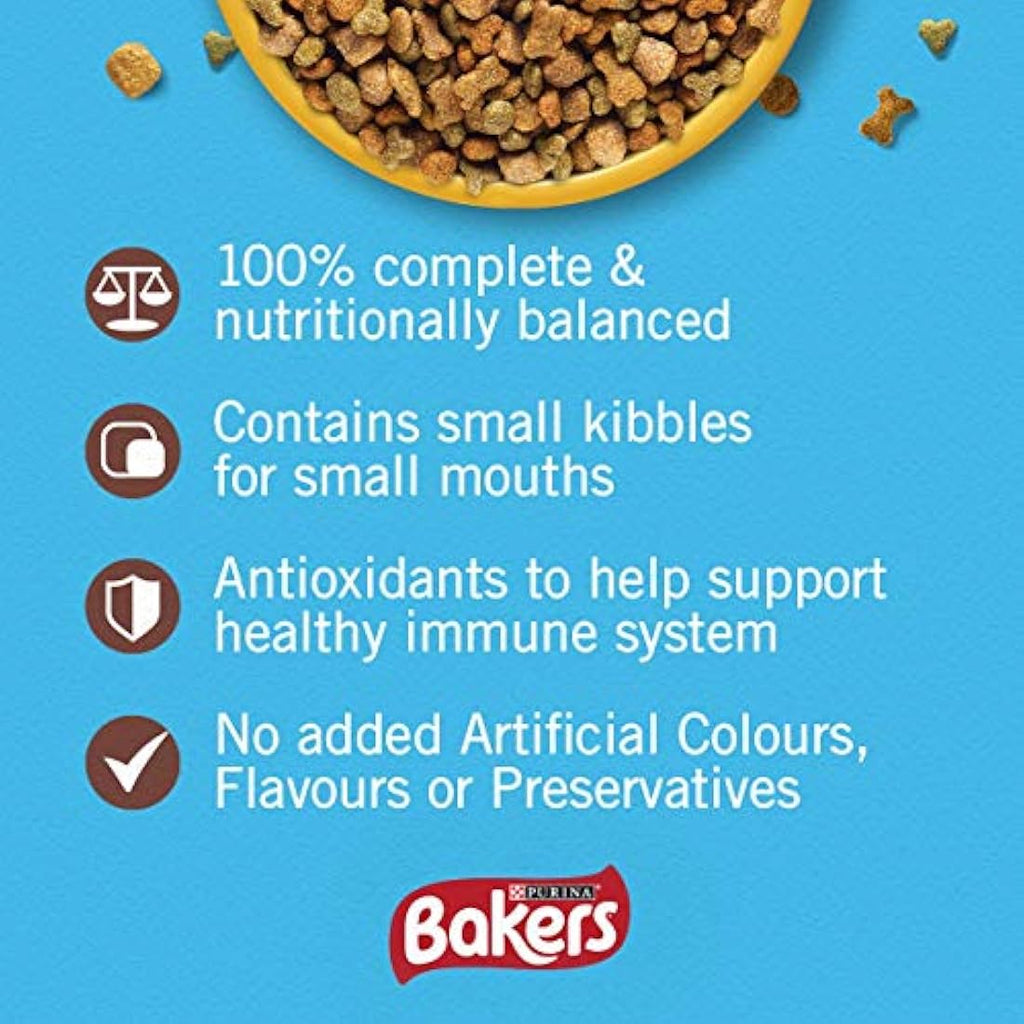 Bakers Small Dry Dog Food Chicken & Veg - 1.1kg (Pack of 4) Kibble