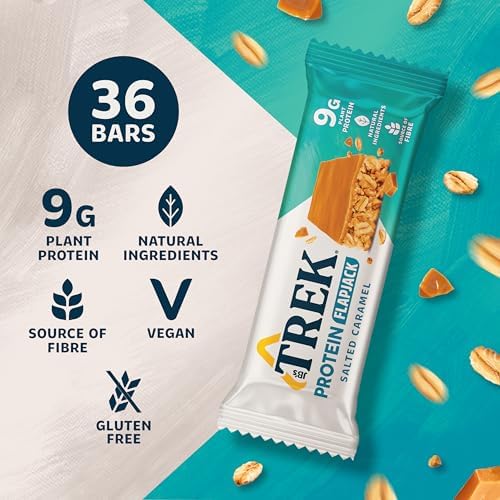 Trek Salted Caramel High Protein Flapjack - Vegan & Gluten Free - 36 x 50g