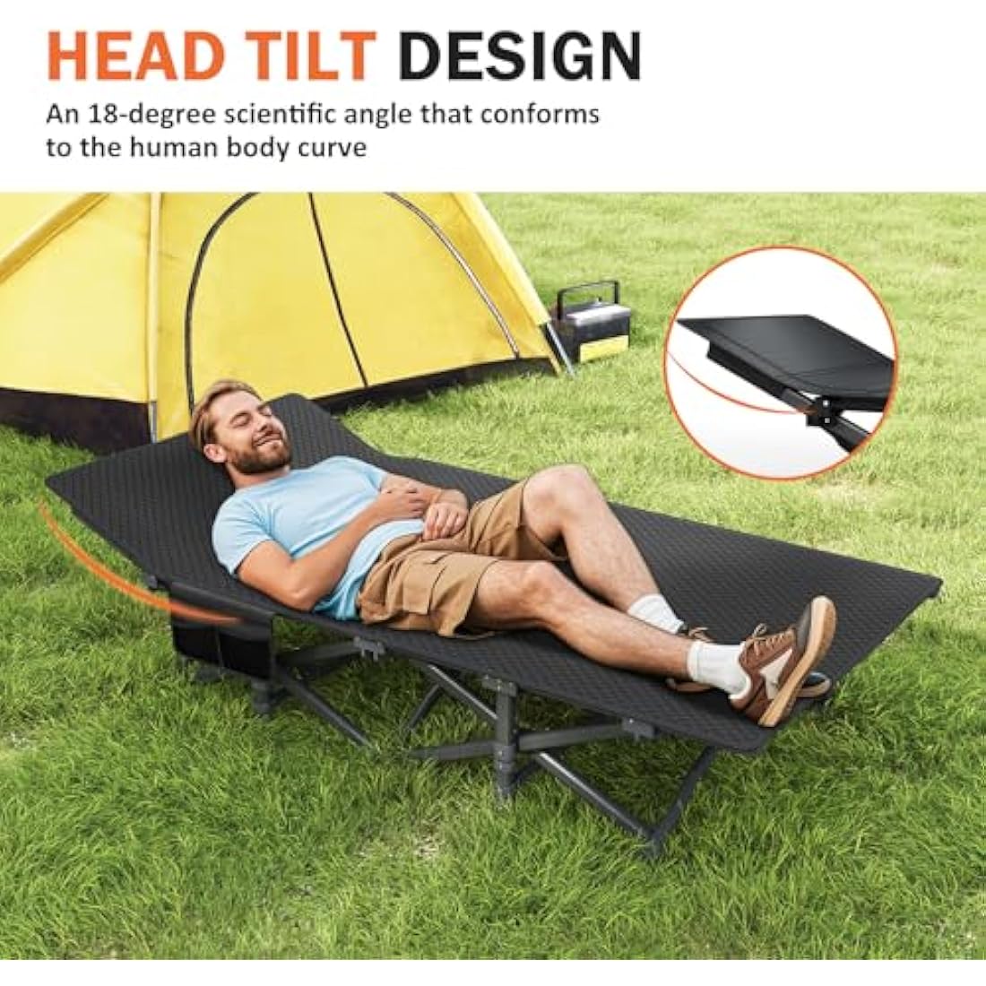 ATORPOK Heavy-Duty Camping Cot with Cushion – Portable 450lbs Blue