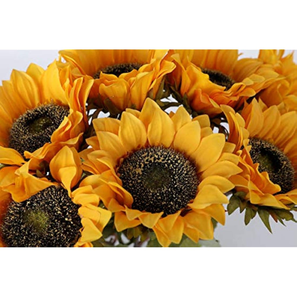 Artificial Silk Sunflowers – 17.3" Single Stem, 6-Pack Golden