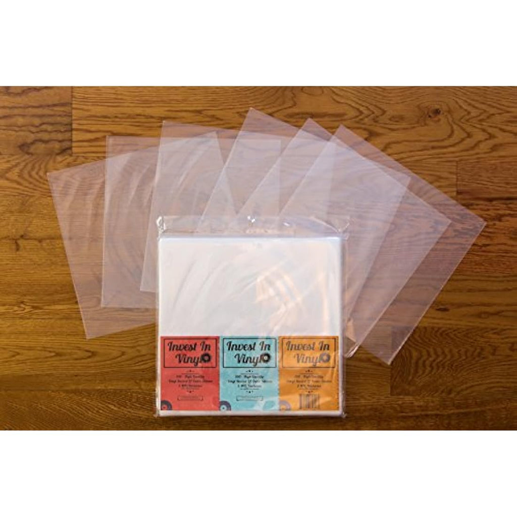 Invest In Vinyl 100 Clear LP Outer Sleeves – 3 Mil Protective Covers