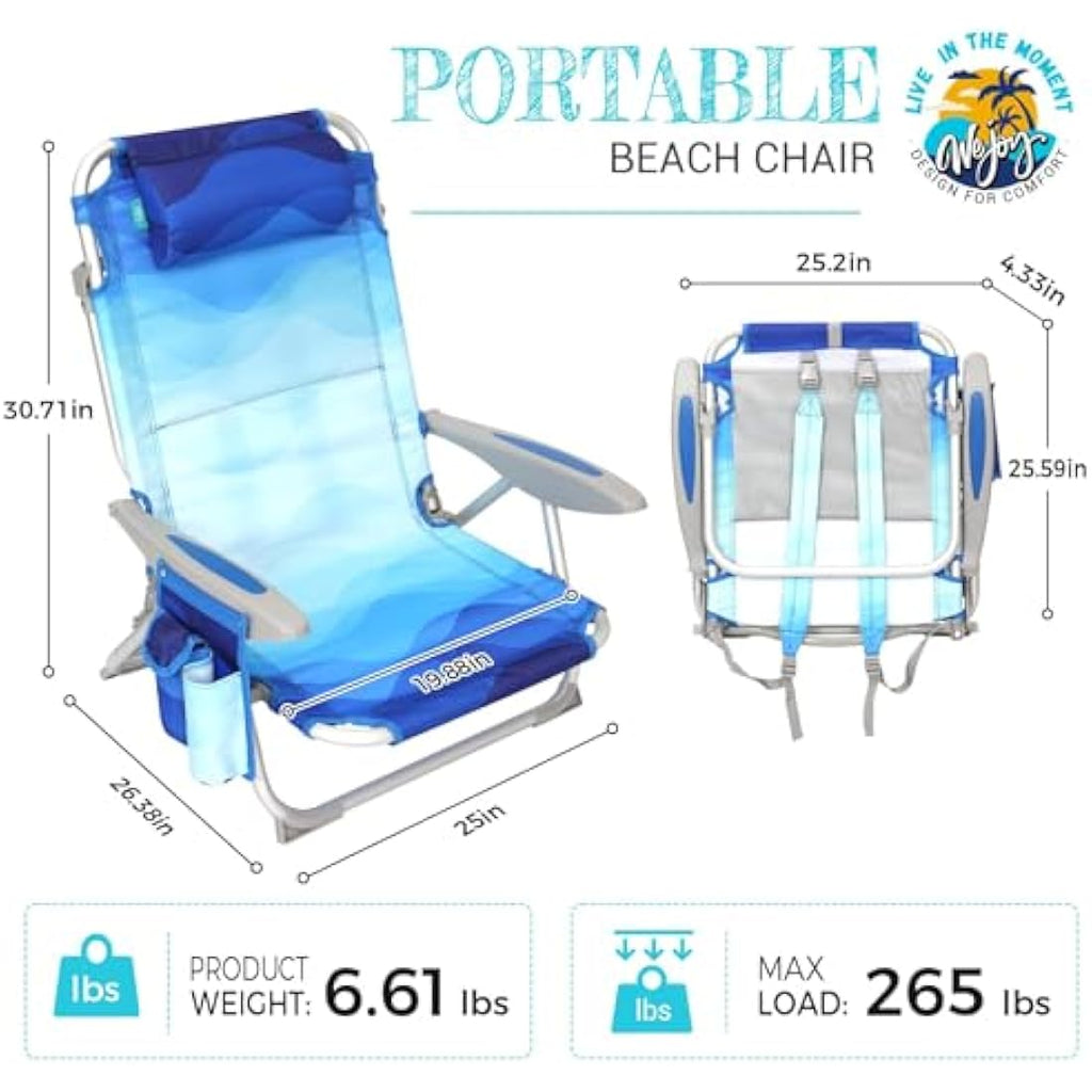#WEJOY 4-Position Adjustable Beach Chair | Lightweight Aluminum Folding Seat