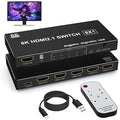 8K HDMI Switch 5 in 1 Out | 4K@120Hz Splitter with Remote