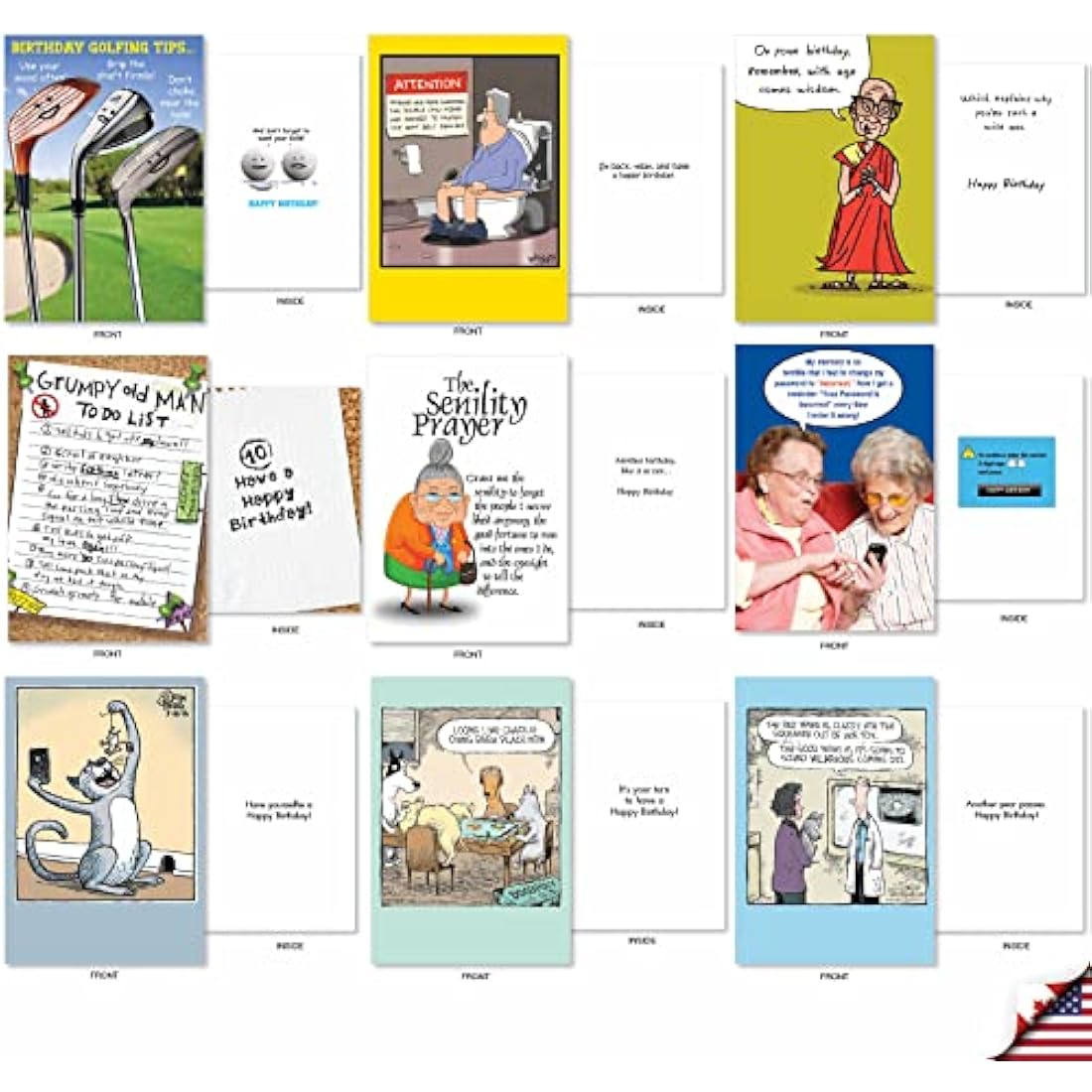 NobleWorks Funny Birthday Cards Bulk Box Set - 36 Assorted Designs