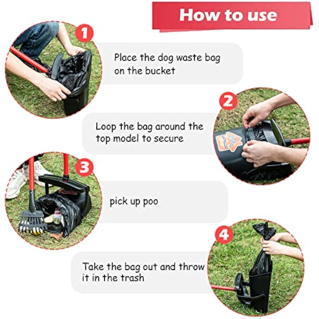 Pooper Scooper – Large Swivel Bin and Rake with 36" Handle