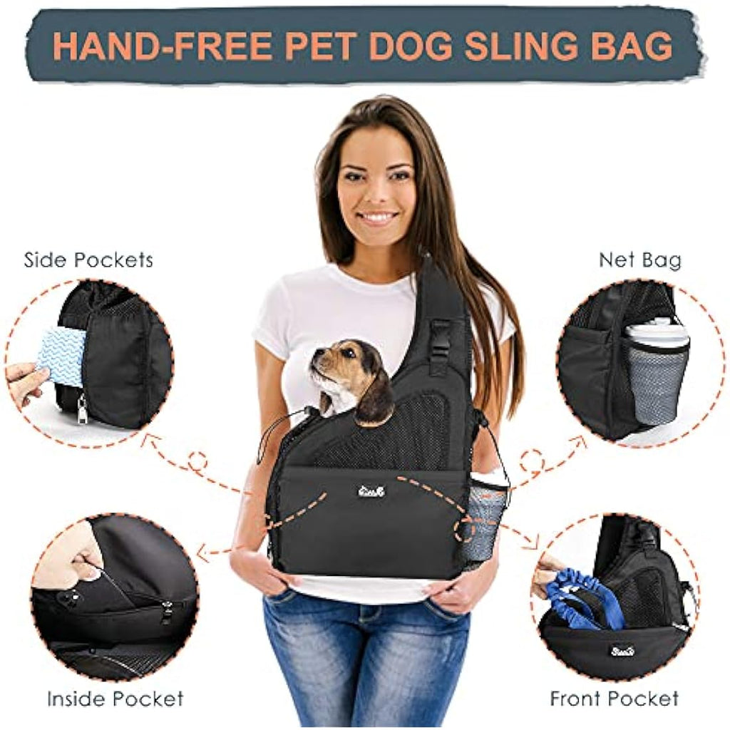 Nasjac Small Dog Sling Carrier – Breathable Mesh Hands-Free Travel Bag