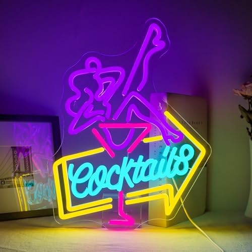 Lady Cocktail Neon Sign – Dimmable LED Wall Decor for Bars
