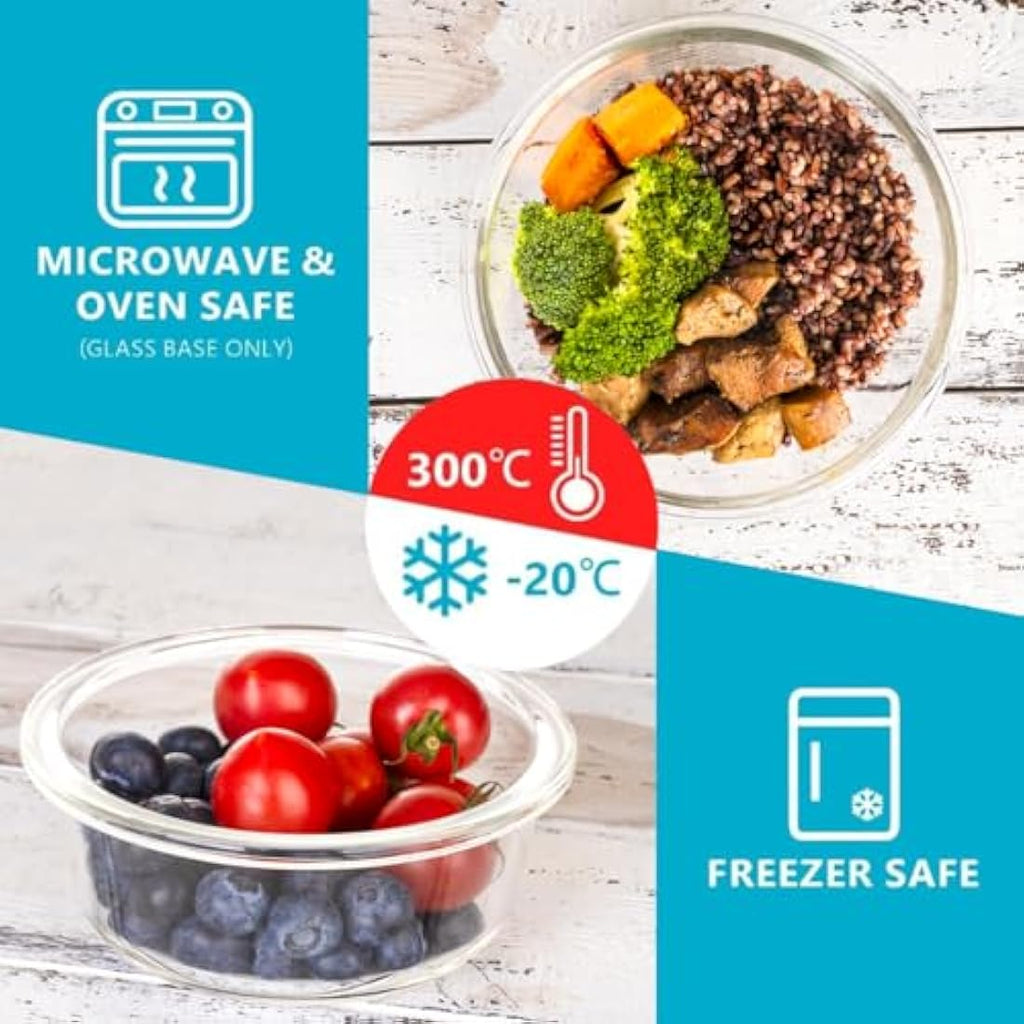 Igluu Glass Meal Prep Containers - 10 Pack Round Borosilicate Glass