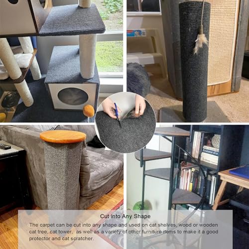 Trimmable Self-Adhesive Cat Scratching Carpet - Dark Gray