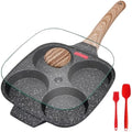 Bobikuke 4-Hole Non-Stick Egg Frying Pan with Lid | Aluminum Pancake Pan
