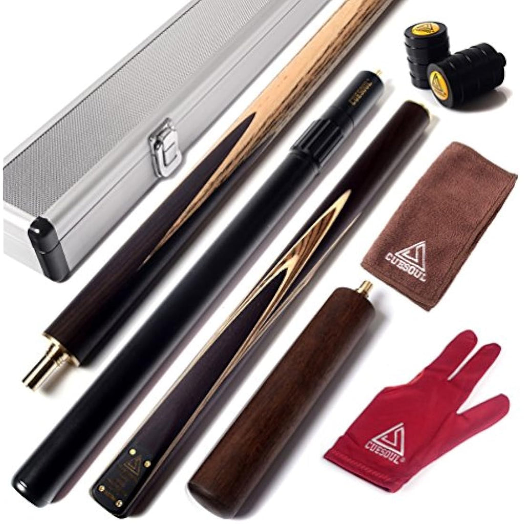 CUESOUL 57" Snooker Cue Set | 3/4 Jointed Ash Shaft with Aluminium Case