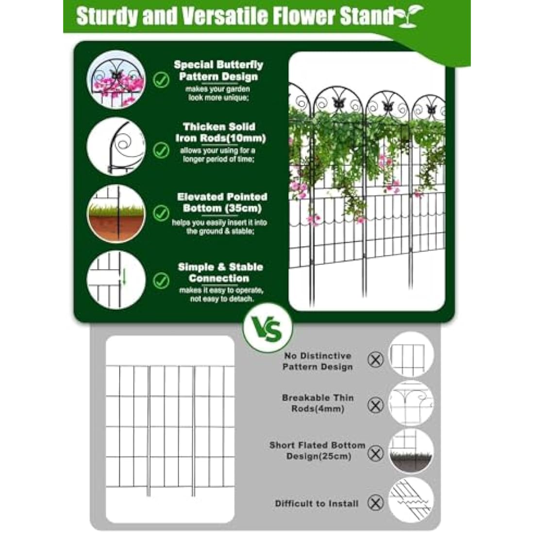 2.2M Garden Trellis | 4 Pack Rustproof Metal Plant Support