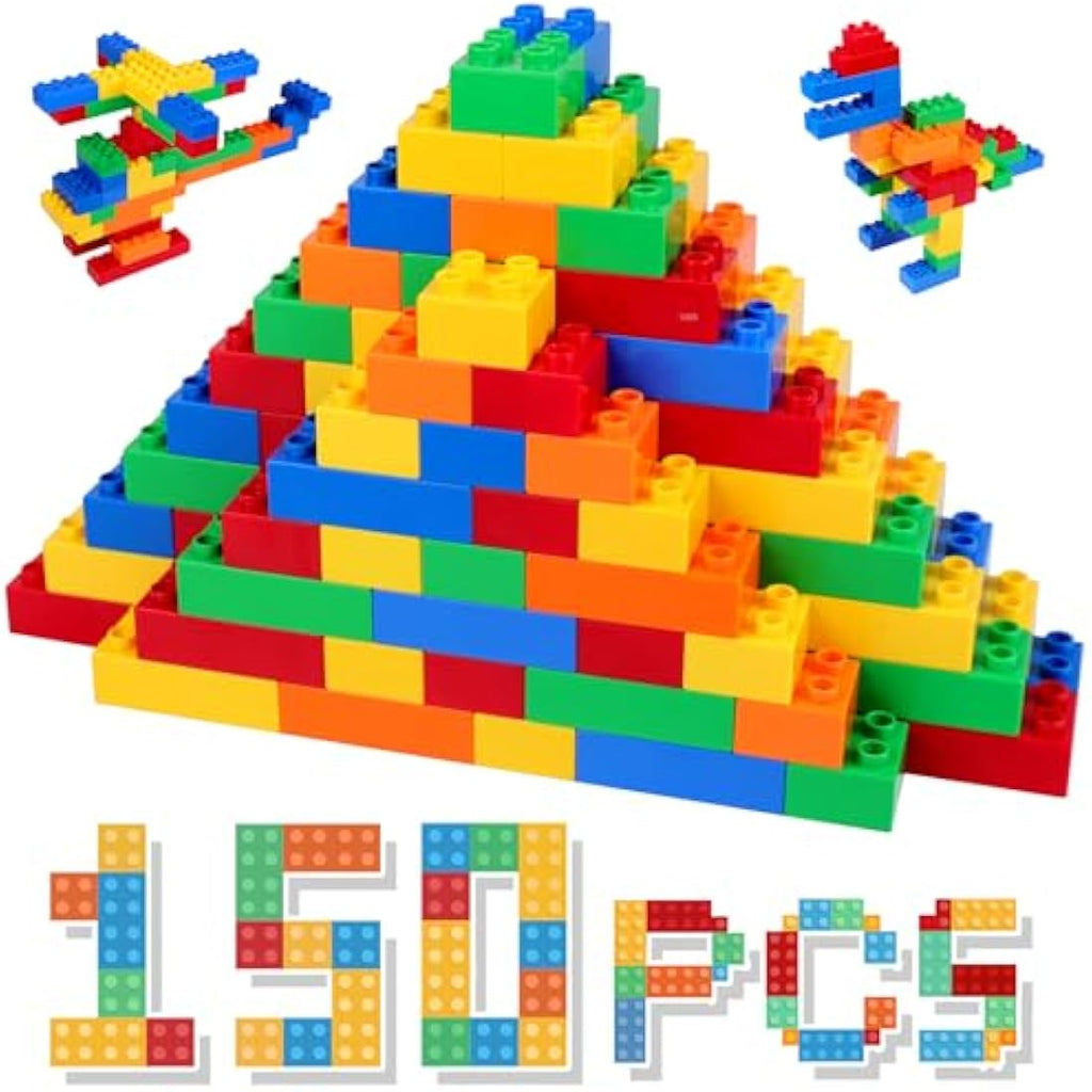HIUME 150pc Large Building Block Set | Duplo Compatible Toddler Bricks